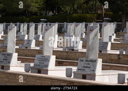 Bogazkoy, Kyrenia (Girne) , North Cyprus- October 24, 2023: Boğaz Military Cemetery (Turkish: Boğaz Şehitliği Stock Photo