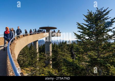 Clingmans Dome Observation Tower at the Great Smoky Mountains National Park Stock Photo