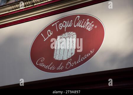 Bordeaux , France - 11 20 2023 : la toque cuivree shop logo brand and text sign wall entrance store Caneles french pastry gironde Company made traditi Stock Photo