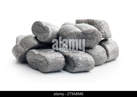 Polystyrene packing peanuts isolated on the white background. Stock Photo