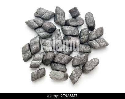 Polystyrene packing peanuts isolated on the white background. Stock Photo