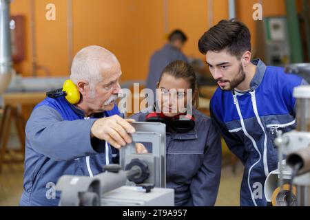 engineers working in steel factory Stock Photo