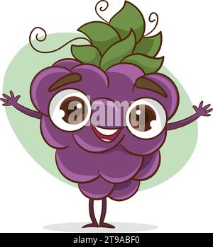 cute grape character cartoon vector Stock Vector