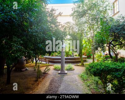 Fountain in the courtyard in the Antonino Salinas Regional Archaeological Museum - Palermo, Sicily Stock Photo