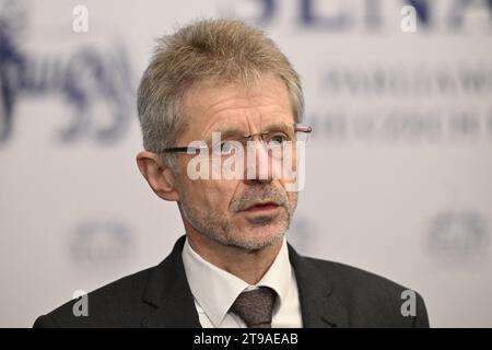 Prague, Czech Republic. 24th Nov, 2023. Senate Speaker Milos Vystrcil (ODS), pictured, welcomes new Slovak Prime Minister Robert Fico in Prague, Czech Republic, November 24, 2023. Credit: Katerina Sulova/CTK Photo/Alamy Live News Stock Photo