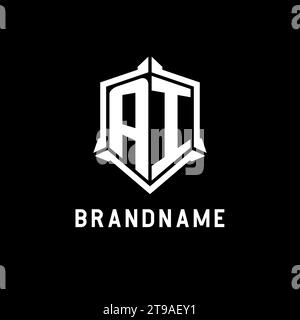 Initial AI logo shield shape, creative esport logo design vector ...
