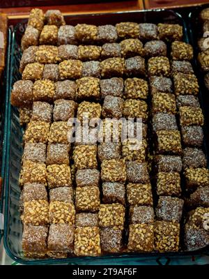 Turkish traditional desert sweets at the Market Stock Photo