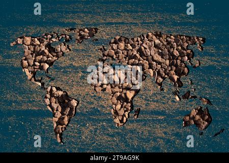 Roughly outlined world map with white background Stock Photo