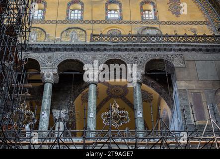 Hagia Sophia interior beautifully crafted pillars and arches Stock Photo