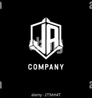 JA logo initial with shield shape design style vector graphic Stock Vector