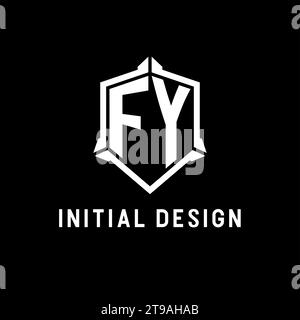 FY logo initial with shield shape design style vector graphic Stock Vector