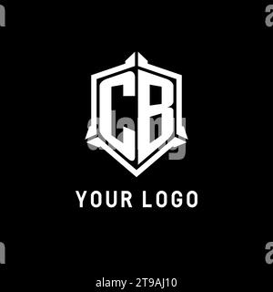 CB logo initial with shield shape design style vector graphic Stock Vector