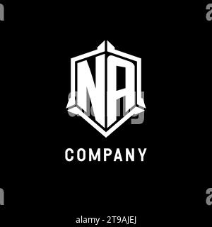 NA logo initial with shield shape design style vector graphic Stock Vector