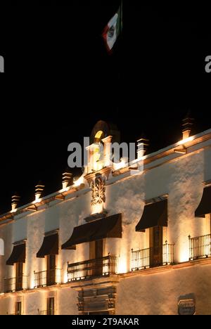 A Night photography of building in Plaza de Armas in Queretaro Mexico Stock Photo