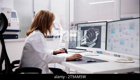 Developing 3D Software: An Engineer's Computer Engineering Design Stock Photo