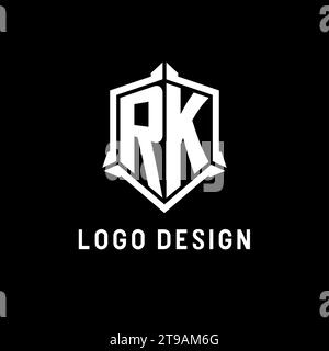 RK logo initial with shield shape design style vector graphic Stock Vector