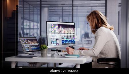 Computer Photo Editing for Video Production and PC Picture Stock Photo