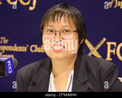 Tokyo, Japan. 24th Nov, 2023. Zin Mar Aung, Myanmar's government in-exile National Unity Government (NUG) Foreign Minister speaks at the Foreign Correspondents' Club of Japan in Tokyo on Friday, November 24, 2023. She is now in Tokyo to exchange views with Japanese government officials. (photo by Yoshio Tsunoda/AFLO) Stock Photo