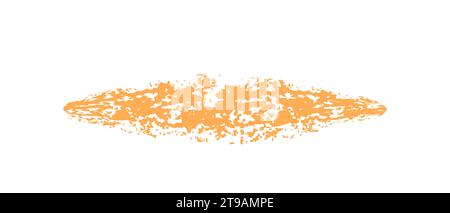 Hand drawn simple line drawn with wax crayon, chalk or charcoal. Uneven orange wax dry texture for underlining or highlighting text. Pencil drawn line Stock Vector