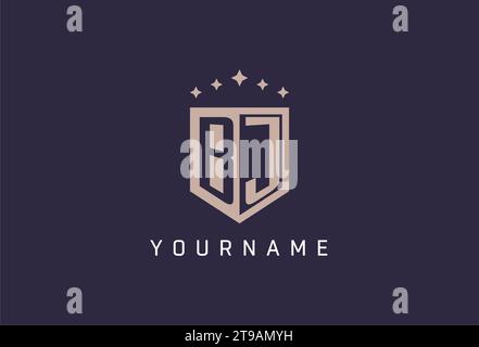BJ initial shield logo icon geometric style design inspiration Stock Vector