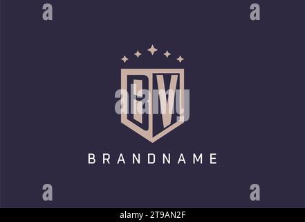 BV initial shield logo icon geometric style design inspiration Stock Vector