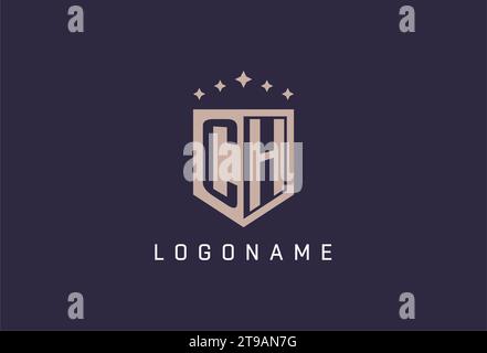 CH initial shield logo icon geometric style design inspiration Stock Vector