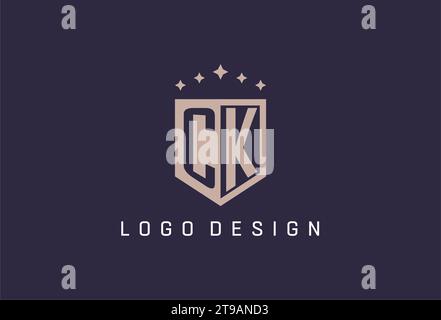 CK initial shield logo icon geometric style design inspiration Stock Vector