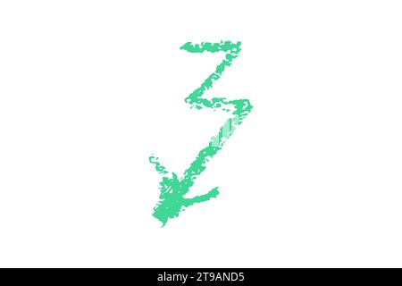 crayon emphasis arrow. Hand drawn green charcoal symbols for hand drawn diagrams. Doodle simple underline icon. Vector illustration isolated on white Stock Vector