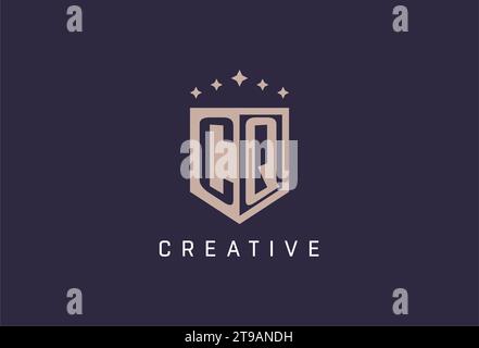 CQ initial shield logo icon geometric style design inspiration Stock Vector