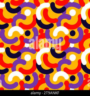 Creative geometric colorful bright yellow background. Seamless pattern with abstract elements and dynamic shapes. Compositions of colored spots and wa Stock Vector