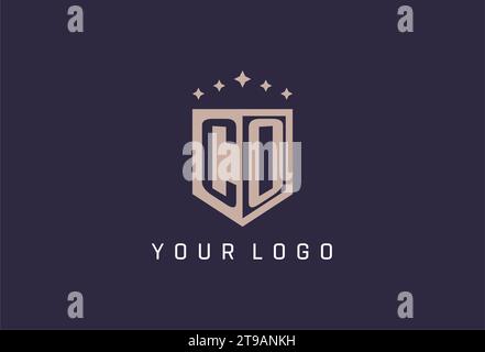 CO initial shield logo icon geometric style design inspiration Stock Vector