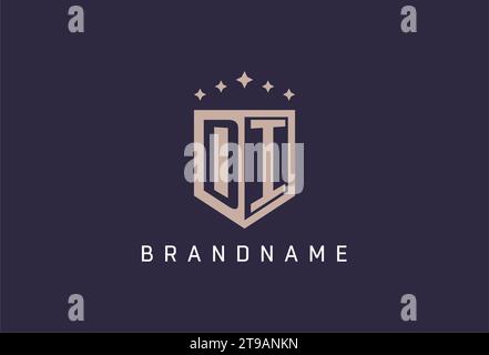 DI initial shield logo icon geometric style design inspiration Stock Vector