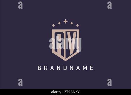 AV initial shield logo icon geometric style design inspiration Stock Vector