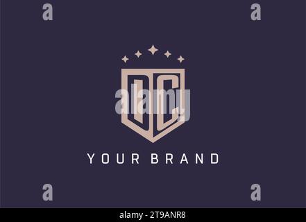 DC initial shield logo icon geometric style design inspiration Stock Vector