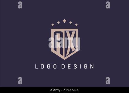 AX initial shield logo icon geometric style design inspiration Stock Vector