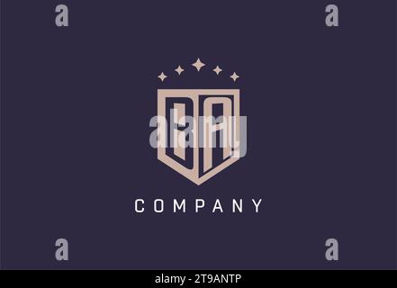 BA initial shield logo icon geometric style design inspiration Stock Vector