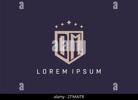 DM initial shield logo icon geometric style design inspiration Stock Vector