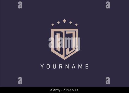 DJ initial shield logo icon geometric style design inspiration Stock Vector
