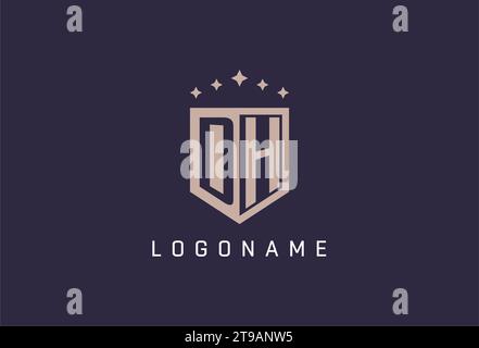 DH initial shield logo icon geometric style design inspiration Stock Vector