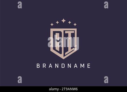 BI initial shield logo icon geometric style design inspiration Stock Vector