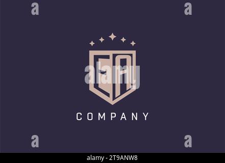 EA initial shield logo icon geometric style design inspiration Stock Vector