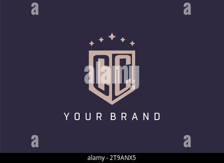 CC initial shield logo icon geometric style design inspiration Stock Vector