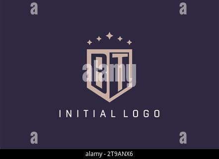 BT initial shield logo icon geometric style design inspiration Stock Vector
