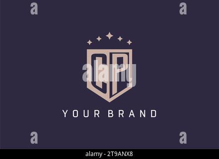CP initial shield logo icon geometric style design inspiration Stock Vector