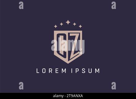 CZ initial shield logo icon geometric style design inspiration Stock Vector