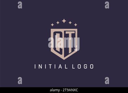 CT initial shield logo icon geometric style design inspiration Stock Vector