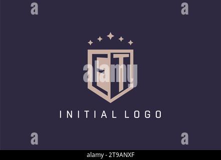 ET initial shield logo icon geometric style design inspiration Stock Vector