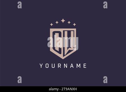 CW initial shield logo icon geometric style design inspiration Stock Vector