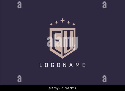 EU initial shield logo icon geometric style design inspiration Stock Vector