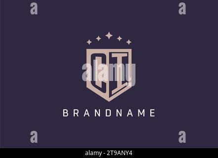 CI initial shield logo icon geometric style design inspiration Stock Vector